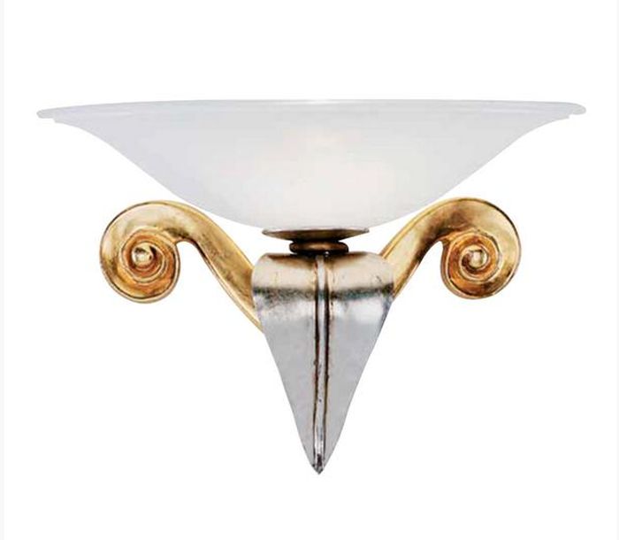 Gold & Silver Metal Sconce with Frosted Glass