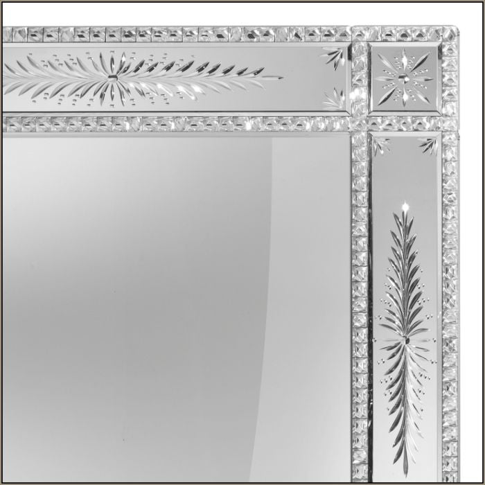 Large engraved Venetian mirror with crystals