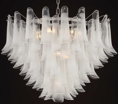 90 cm 70s style white Murano glass petal chandelier