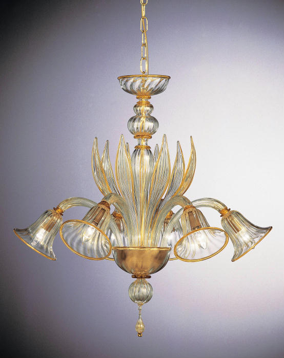 Amber and gold bell-shaped chandelier