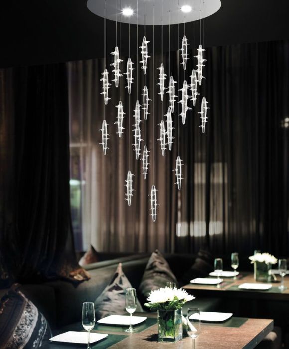 Quirky Murano glass aeroplane chandelier