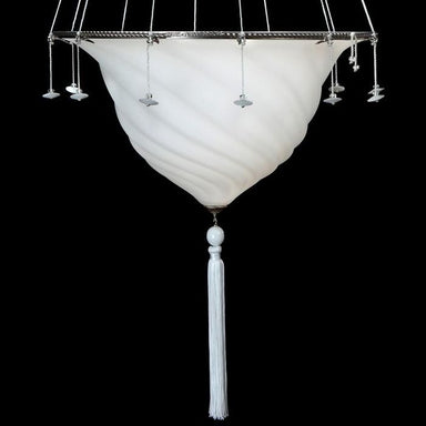 White Murano glass ceiling pendant in the Fortuny style