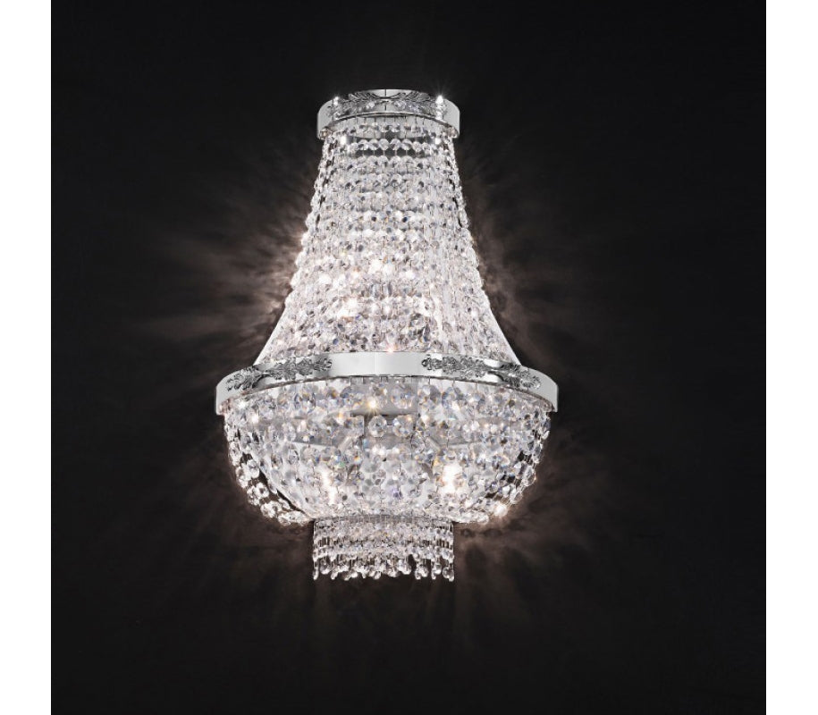 Glittering Tall Empire Style Wall Light With High-Grade Egyptian Asfour Crystals