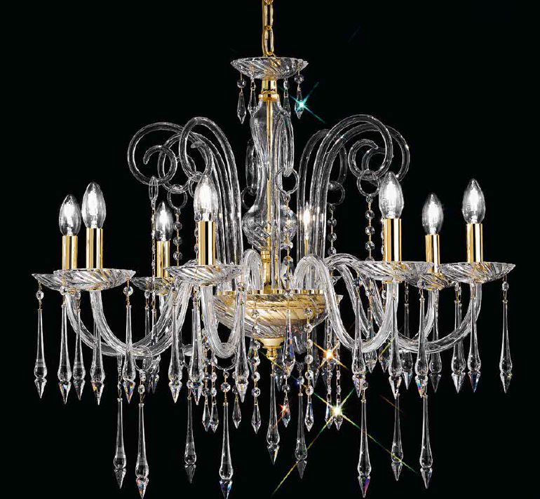 Impressive Italian Chandelier In 6 Sizes With Sparkling Lead Crystals