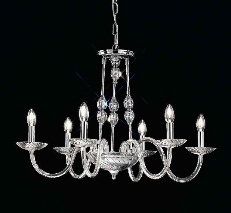 Elegant modern gold or chrome Italian chandelier with Swarovski crystal detail
