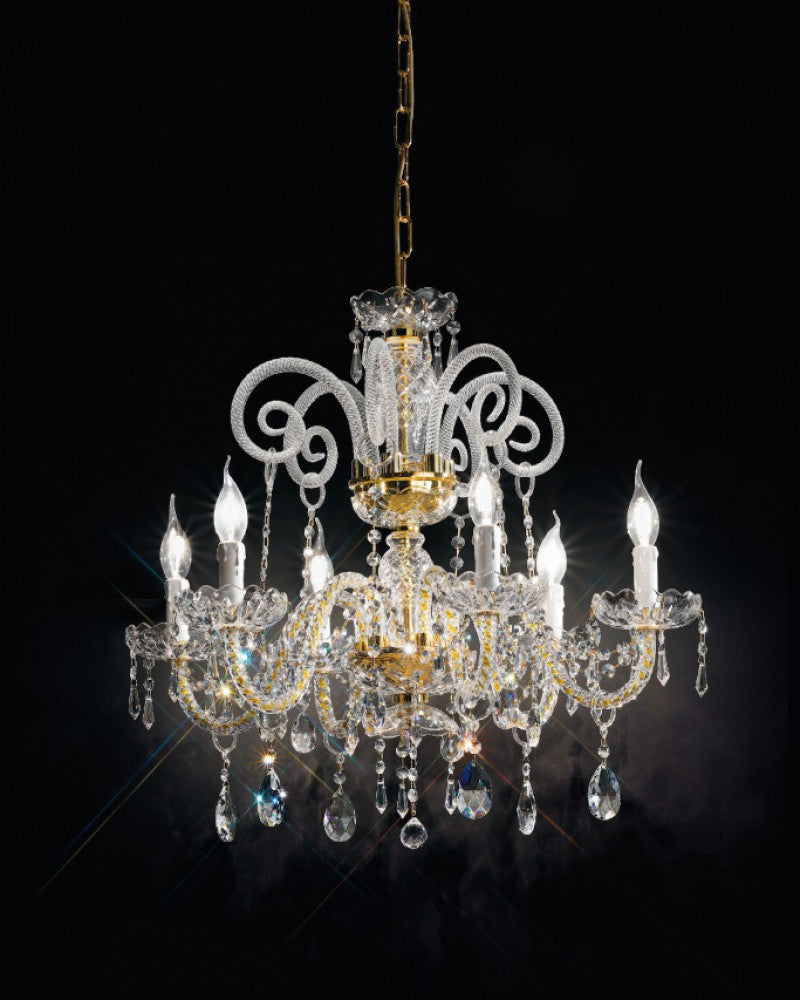 Exquisitely-Crafted Chrome Or Gold Italian Chandelier With Asfour Crystal
