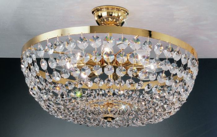 Flush fitting ceiling light with premium  crystals