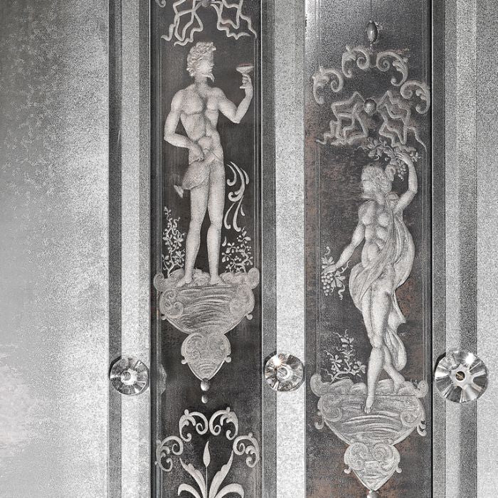 Two metre tall Venetian mirror with classical engravings