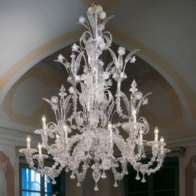 Impressive Milk White And Gold Murano Glass Chandelier