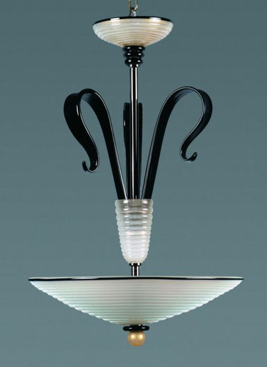 White black & gold Murano glass art deco pendant light