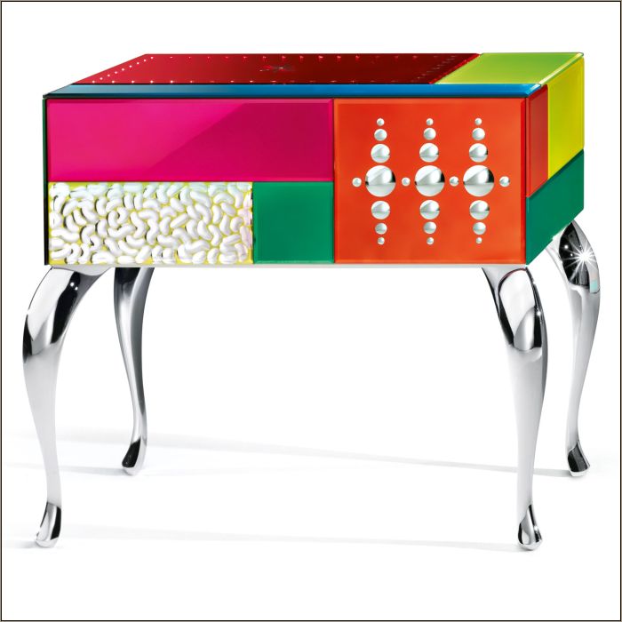 Fabulous bespoke colour Venetian mirror side table