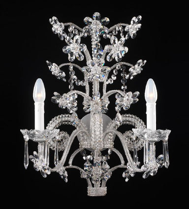 Decorative two light crystal chandelier wall light