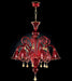 Red Murano glass chandelier with 6 bell-shaped lights