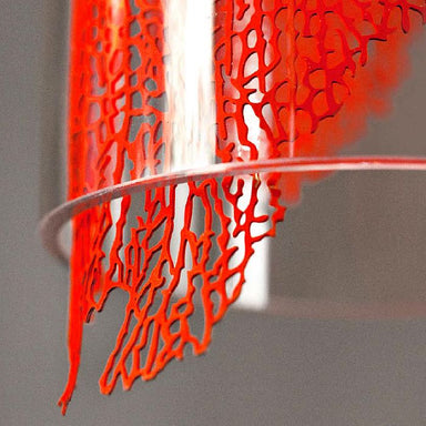 Red coral leaf cone pendant light by Terzani