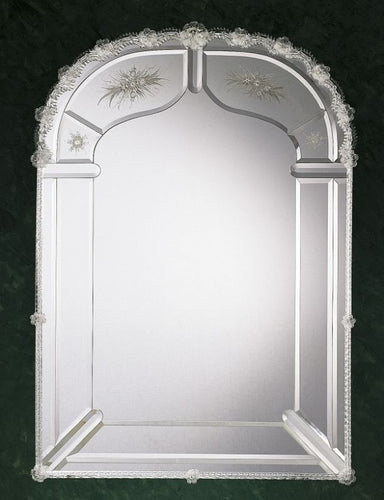 Elegant 17Th Century-Style Engraved Archtop Mirror