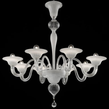 Elegant white Murano glass chandelier in 9 sizes