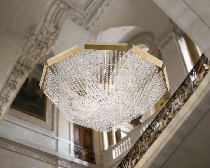 Austrian crystal suspended light with gold or chrome plating