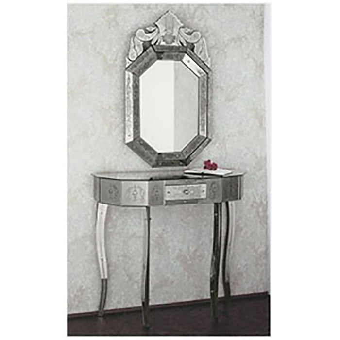 Hand-engraved Venetian mirrored console