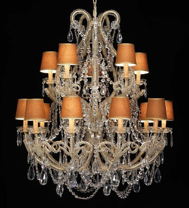 15 Light Chandelier with Amber Shades