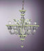 Murano  crystal chandelier with green and blue flowers