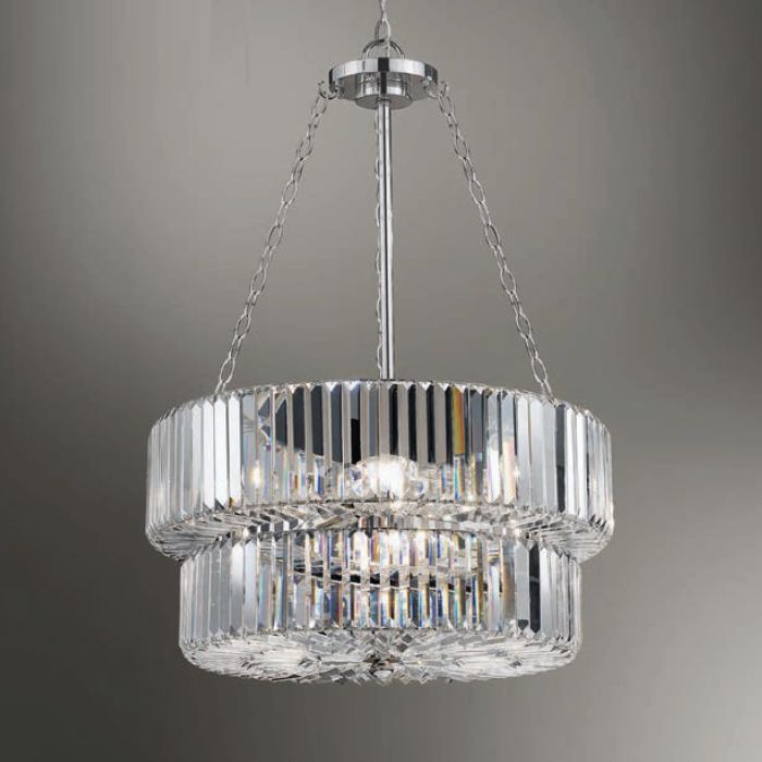 Luxury nine light glass prism hanging light with custom finishes