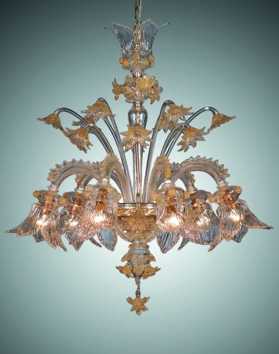 Six light Murano Glass floral Chandelier