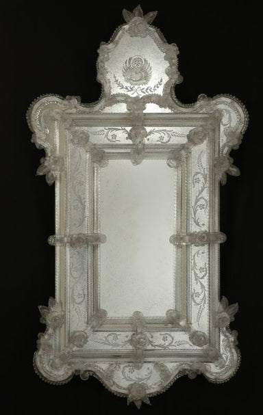 17Th Century Venetian Mirror With Floral Detail