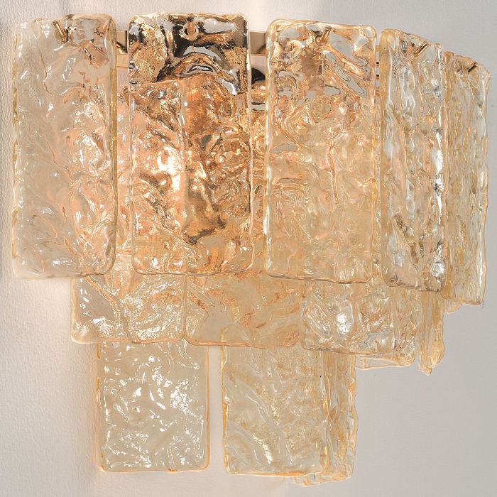 Modern mid-century martellato glass wall light