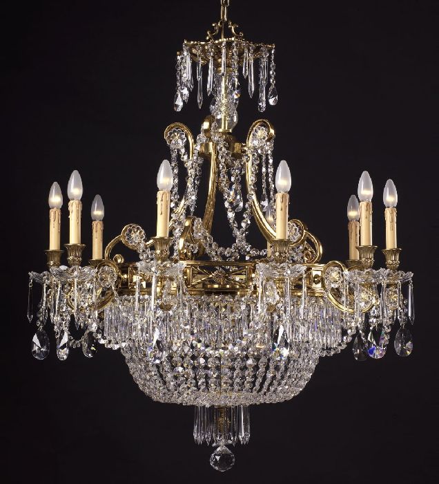 French gold chandelier with crystal beads