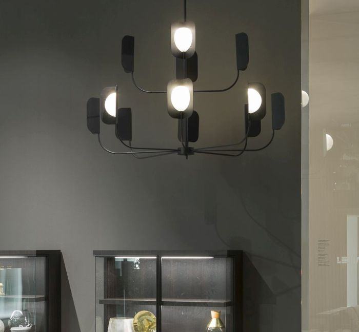 8 light modern black, copper or brass chandelier