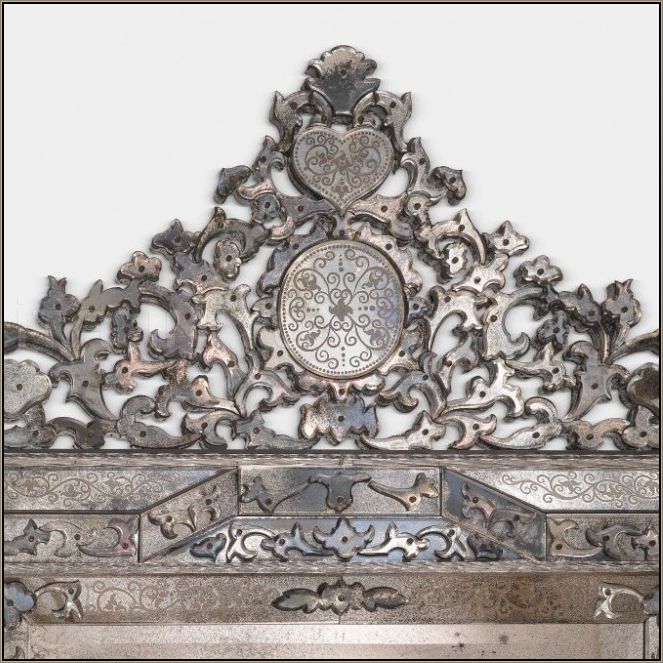 Magnificent large Venetian mirror with floral fretwork
