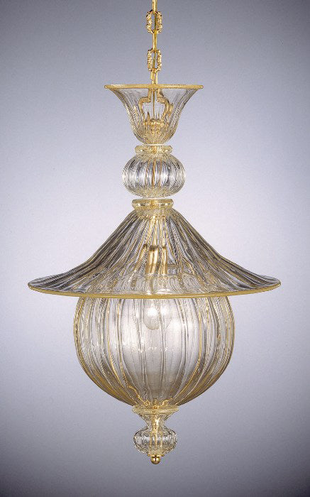 Crystal and gold ceiling lantern