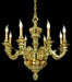 Ornate Italian gold-plated chandelier with 8 candle lights
