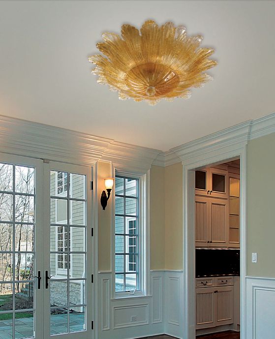 Amber Murano glass ceiling light in 7 sizes