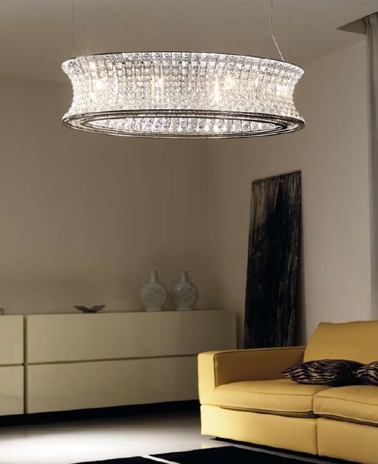 Ring ceiling light by Marchetti with clear glass crystals
