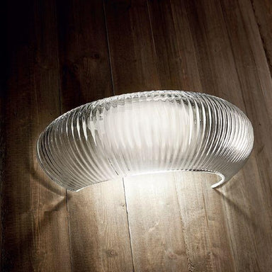 Modern Murano clear glass ribbed pendant, flush and wall lights