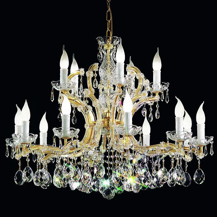 Gold Plated Chandelier with clear glass pendants