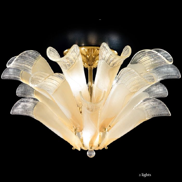 Amber white or pink triple Murano glass ceiling light