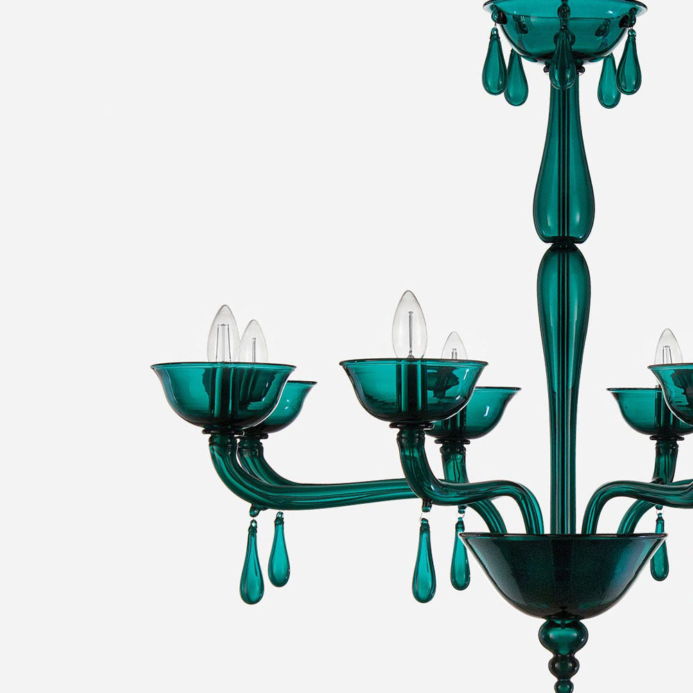 Dark smoky quartz Murano glass chandelier with custom colour options