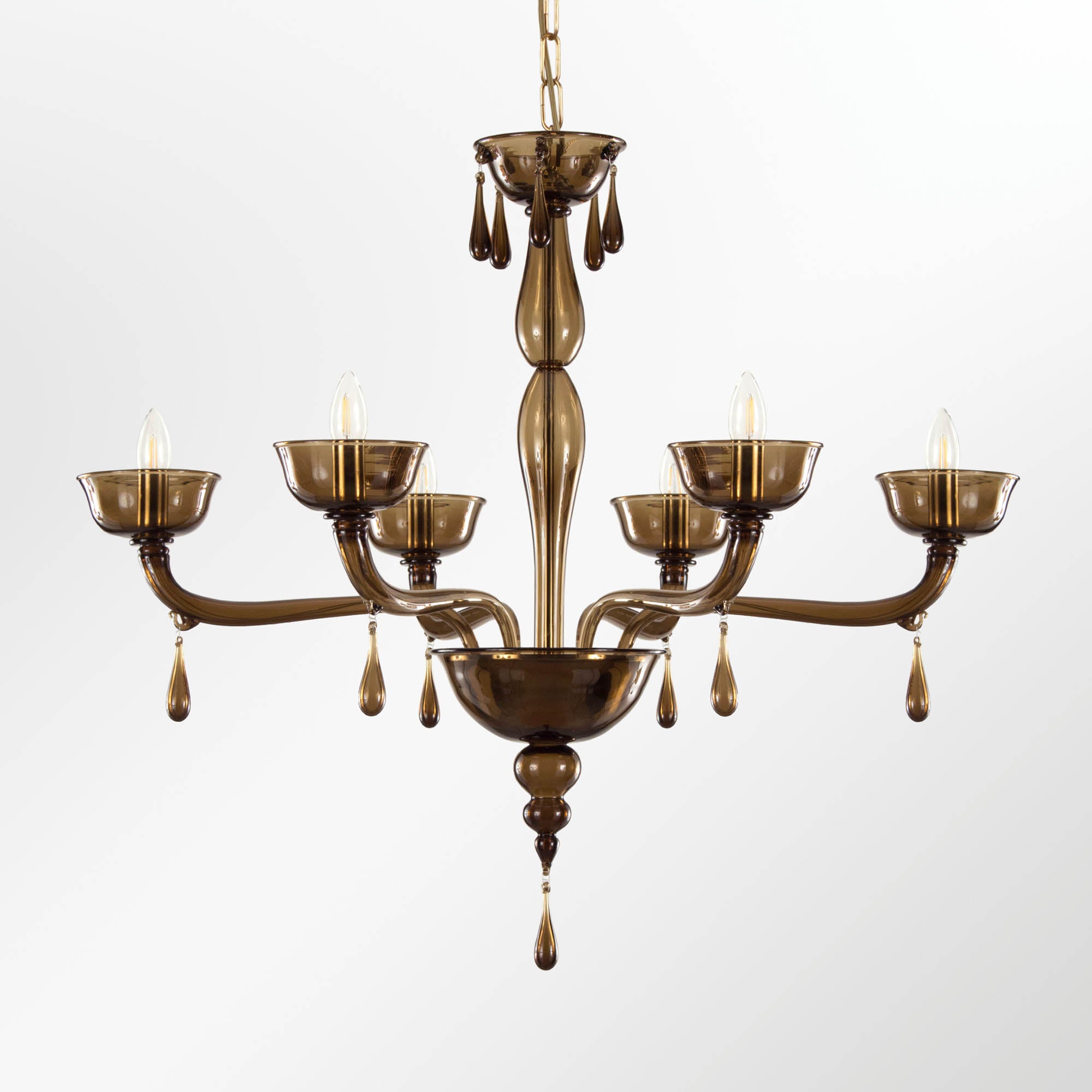 Dark Smoky Quartz Murano Glass Chandelier With Custom Colour Options