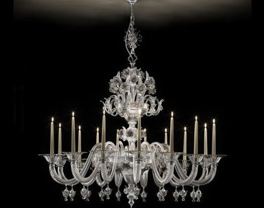 Traditional 15 Light Murano Glass Chandelier