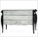 Black wood and Venetian mirror glass chest of drawers