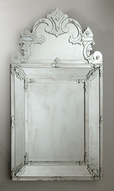 Superb tall Venetian wall mirror with bevelled edges