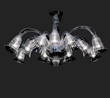 Custom 10 light clear Murano glass chandelier for low ceilings