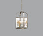 4 Lamp Silver & Glass Hanging Ceiling Lantern with Gold Designs