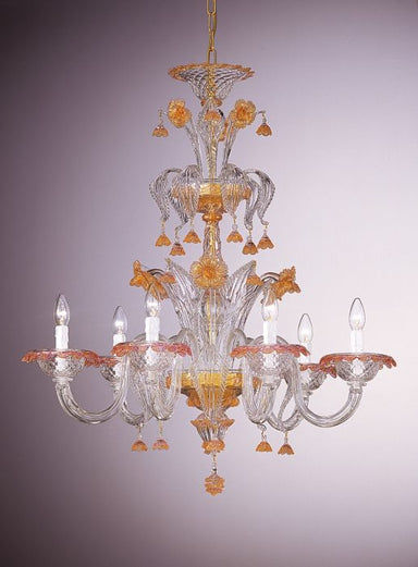 Murano Baloton Glass Chandelier With Pink Accents