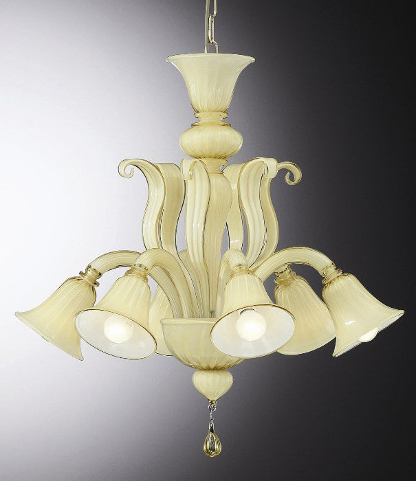 White and amber Italian chandelier