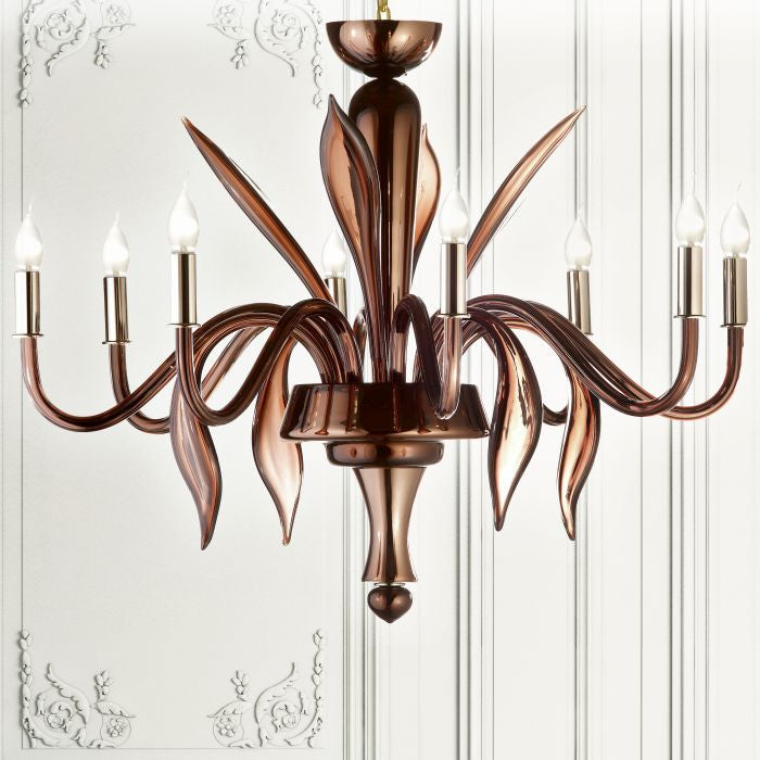 Modern brown mirror finish Murano glass chandelier