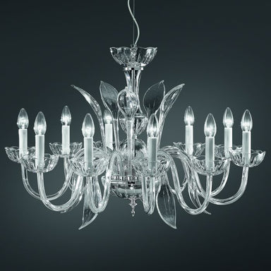 Clear or amber glass handblown chandelier from Italy