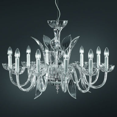 Clear Or Amber Glass Handblown Chandelier From Italy